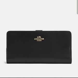 Black Leather Coach Skinny Wallet